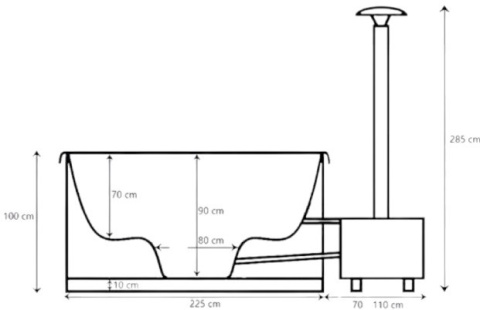 Balia ogrodowa Baseline Ø225 – klasyczna wersja bez systemu masażu z piecem zewnętrznym